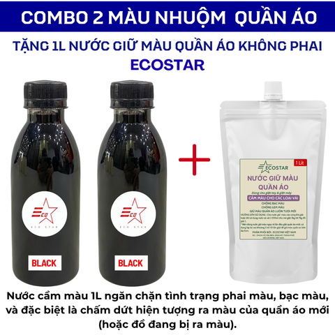 2 chai Màu nhuộm quần Jean, kaki, nỉ, Tặng 1 lít giữ màu nhuộm vải không phai, Nước giặt ngăn phai màu vải