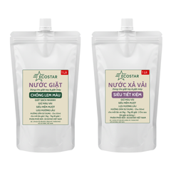 Combo Ecostar 3in1: Chất giữ màu quần áo chống phai, Nước giặt 1L chống lem màu & Nước xả vải mềm mượt (3 x 1 Lít)