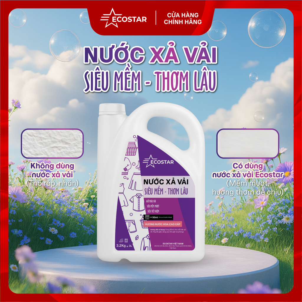 Nước Giữ Màu Chống Phai Ecostar 1L Tặng Nước Xả Vải 1L | Giữ Màu Bền – Mềm Vải – Thơm Lâu
