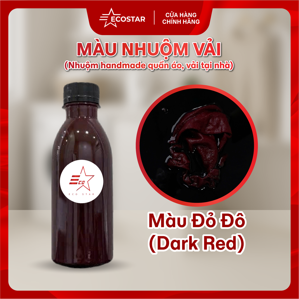 Combo: Màu Nhuộm Vải Ecostar, Tặng, Tẩy Trắng Đa Năng 200g, Nước Giặt Chống Lem 1L, Nước giữ màu quần áo chống phai 1L