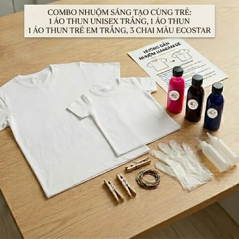 Combo Nhuộm Áo Tie Dye Ecostar Cho Bé & Gia Đình – DIY Sáng Tạo Tại Nhà