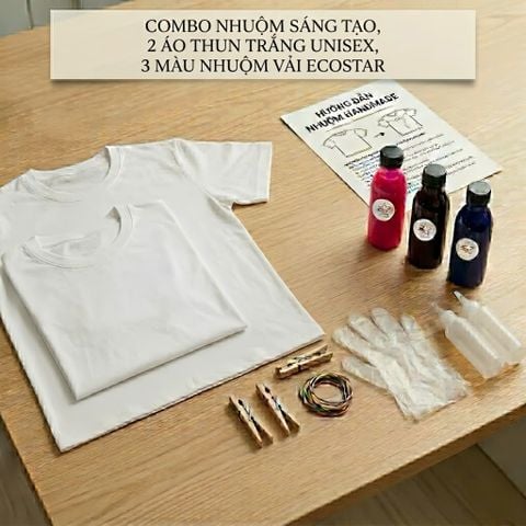 Combo Nhuộm Áo Tie Dye Ecostar Cho Gia Đình, Couple – Set DIY Sáng Tạo Áo Thun Handmade Tại Nhà Cùng Màu Nhuộm Vải Ecostar