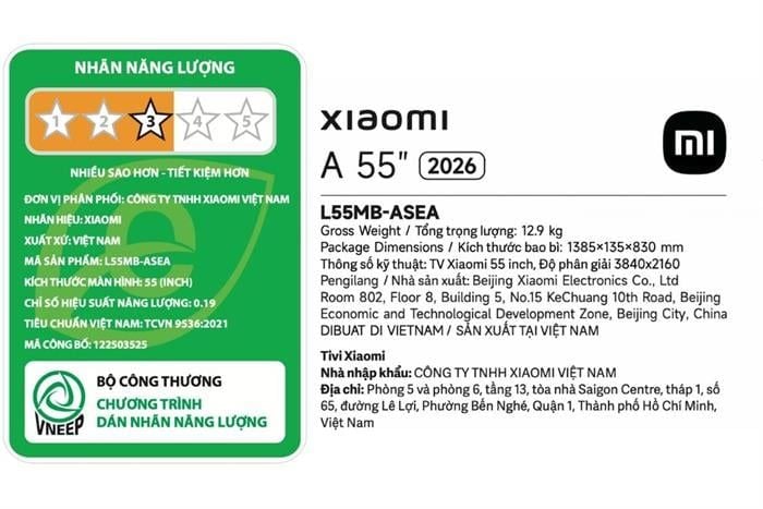 Google Tivi Xiaomi A 4K 55 inch L55MB-ASEA 2026