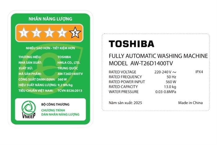 Máy giặt Toshiba Inverter 13 kg AW-T26D1400TV(MG)