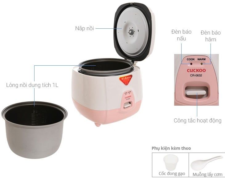 Nồi cơm điện nắp gài Cuckoo 1.08 lít CR-0632/IPVNCV