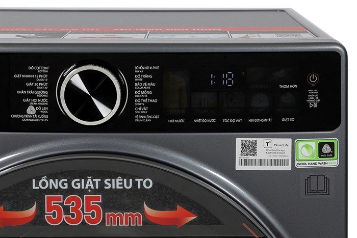Máy giặt sấy Toshiba Inverter giặt 10.5 kg - sấy 7 kg TWD-T25BZU115MWV(MG)