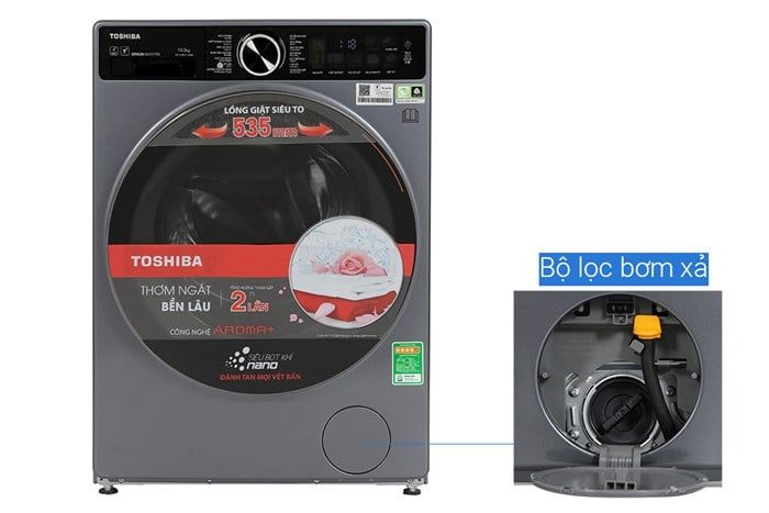 Máy giặt sấy Toshiba Inverter giặt 10.5 kg - sấy 7 kg TWD-T25BZU115MWV(MG)