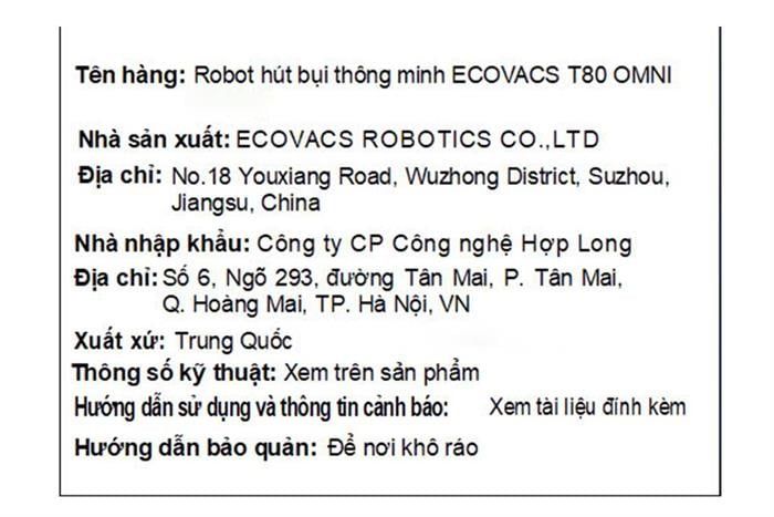 Robot hút bụi lau nhà Ecovacs Deebot T80 OMNI - Trắng