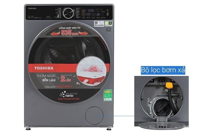 Máy giặt sấy Toshiba Inverter giặt 13 kg - sấy 8 kg TWD-T25BZP140MWV(MG)