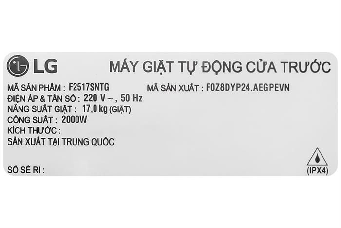 Máy giặt LG AI DD Inverter 17 kg F2517SNTG