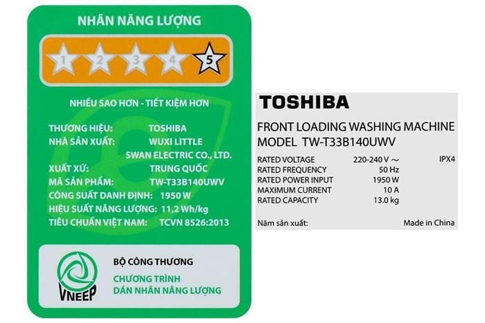 Máy giặt Toshiba Inverter 13 kg TW-T33B140UWV(MK)