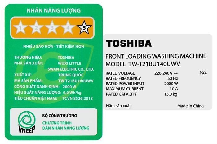 Máy giặt sấy Toshiba Inverter giặt 13 kg - sấy 8 kg TWD-T21BU140UWV(MG)