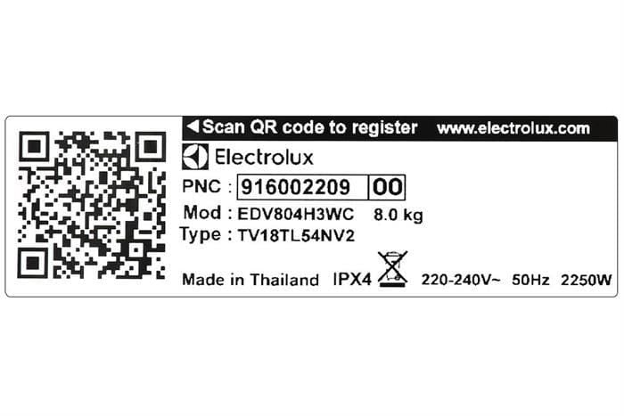 Máy sấy quần áo thông hơi Electrolux 8 kg EDV804H3WC