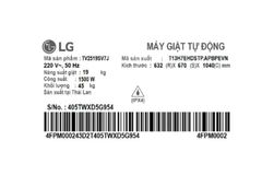 Máy giặt LG AI DD Inverter 19 kg TV2519SV7J