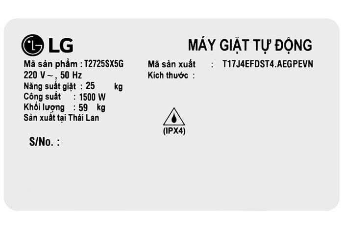 Máy giặt LG AI DD Inverter 25 kg T2725SX5G