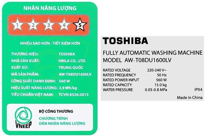 Máy giặt Toshiba Inverter 15 kg AW-T08DU1600LV(MK)