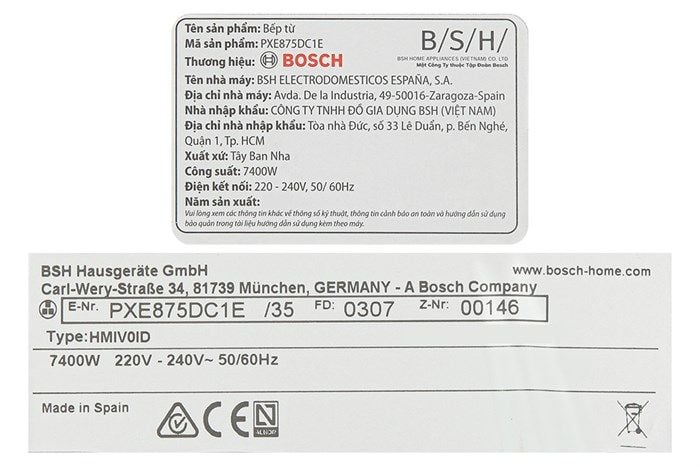 Bếp từ 4 vùng nấu lắp âm Bosch PXE875DC1E