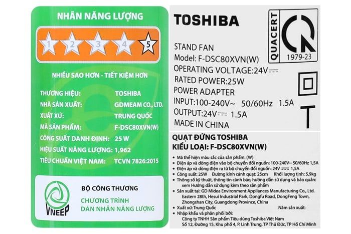 Quạt đứng Toshiba F-DSC80XVN(W)
