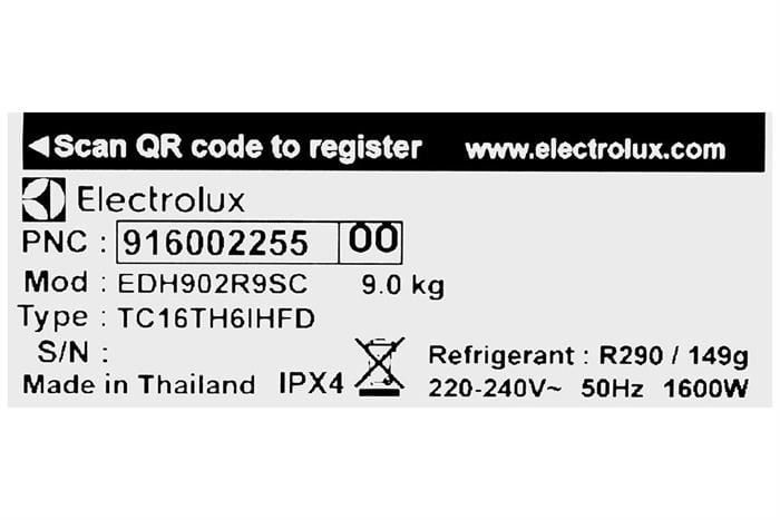 Máy sấy quần áo bơm nhiệt Electrolux 9 kg EDH902R9SC