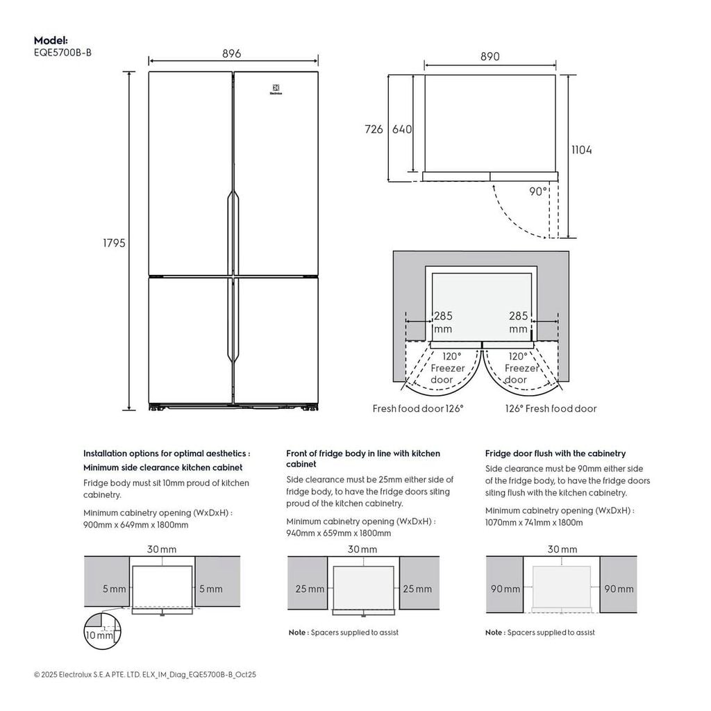 Tủ lạnh Electrolux 4 cánh Series 700 564L EQE5700B-B