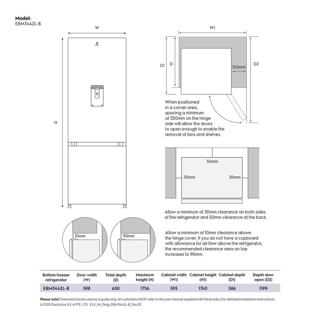 Tủ lạnh Electrolux AI ngăn đá dưới 335L Series 700 EBM3442L-B