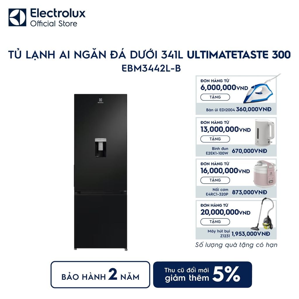 Tủ lạnh Electrolux AI ngăn đá dưới 335L Series 700 EBM3442L-B