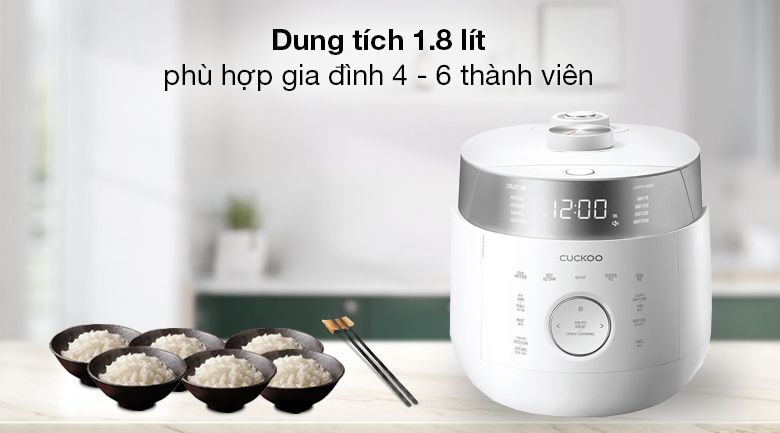 Nồi cơm áp suất cao tần Cuckoo 1.8 lít CRP-LHTR1009F/WHSIVNCV