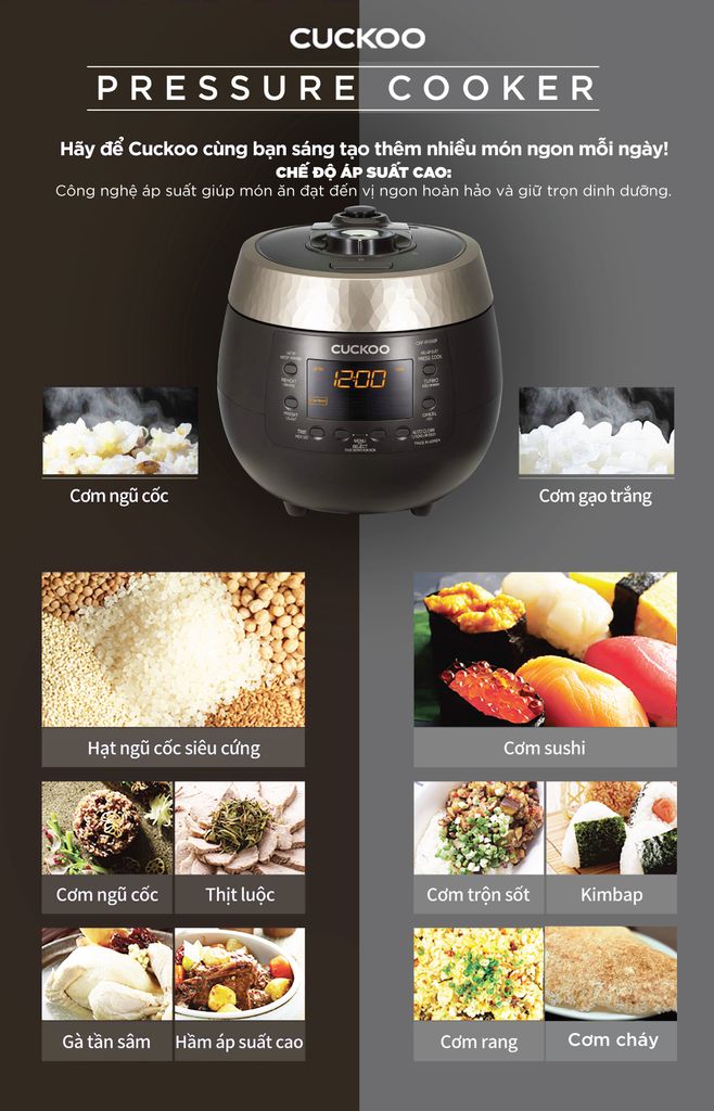 Nồi cơm áp suất Cuckoo 1.08 lít CRP-R0600F/BKGBCRVNCV