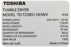 Máy sấy bơm nhiệt Toshiba 10 kg TD-T25BS110HWV(MG)