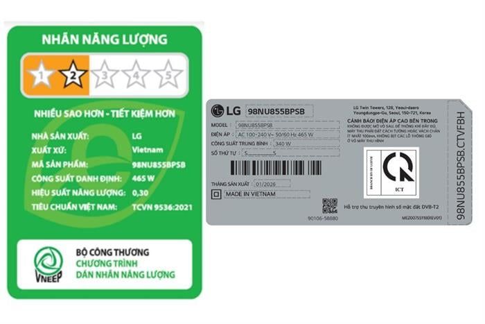 LG Smart TV Nano Cell 4K 98 Inch 98NU855BPSB