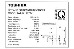 Cây nước nóng lạnh TOSHIBA RWF-W1917TV(K), bình úp, 3 vòi