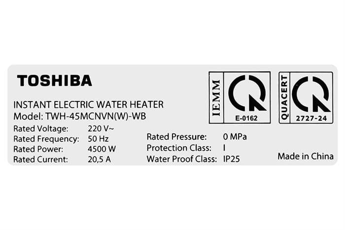 Máy nước nóng trực tiếp Toshiba TWH-45MCNVN(W)-WB