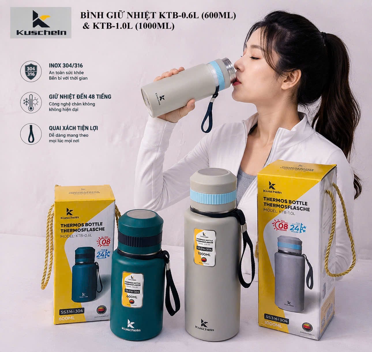 BÌNH GIỮ NHIỆT KUSCHELN 0.6L và 1L - KTB-0.6/1.0L