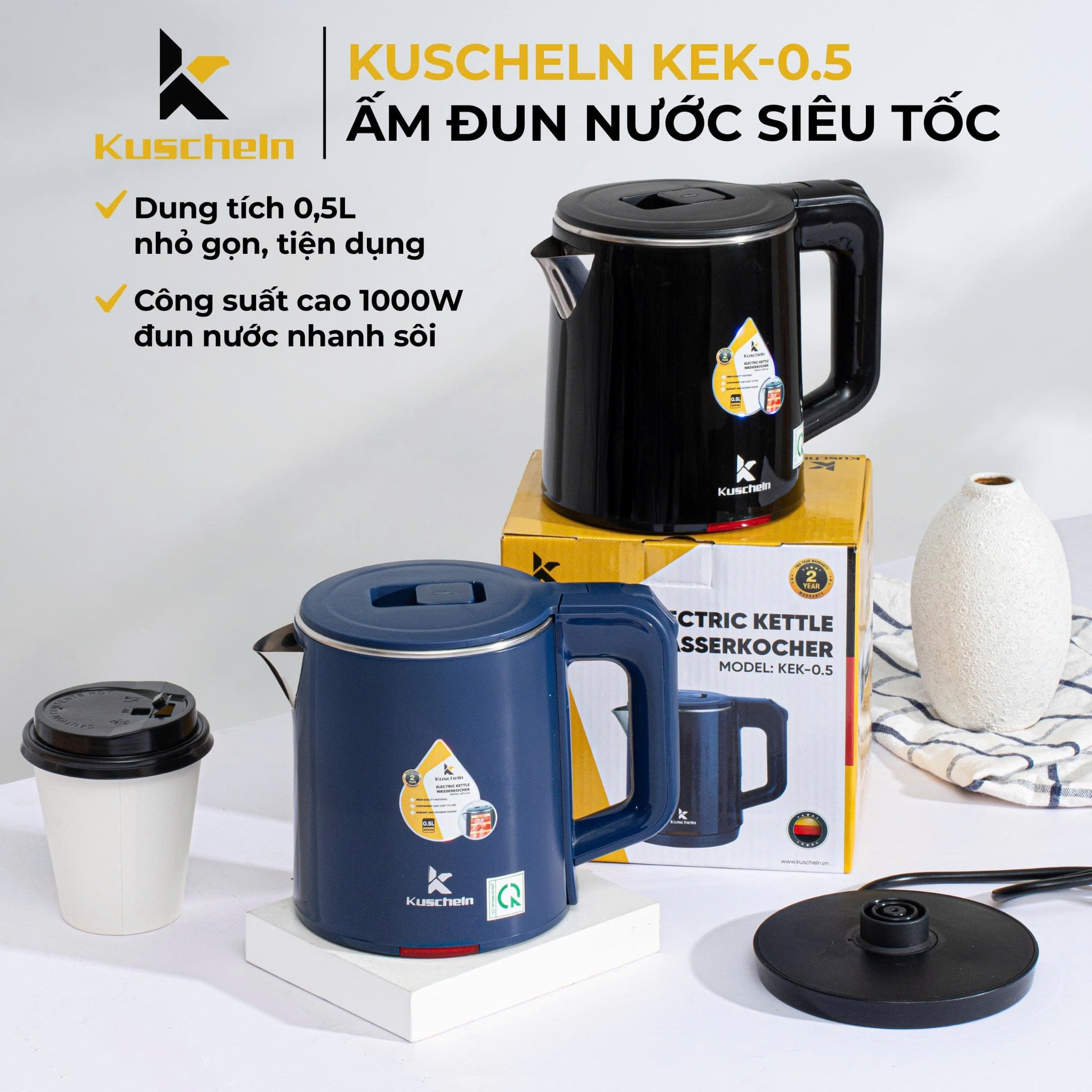 ẤM SIÊU TỐC KUSCHEL 0.5L - KEK-0.5