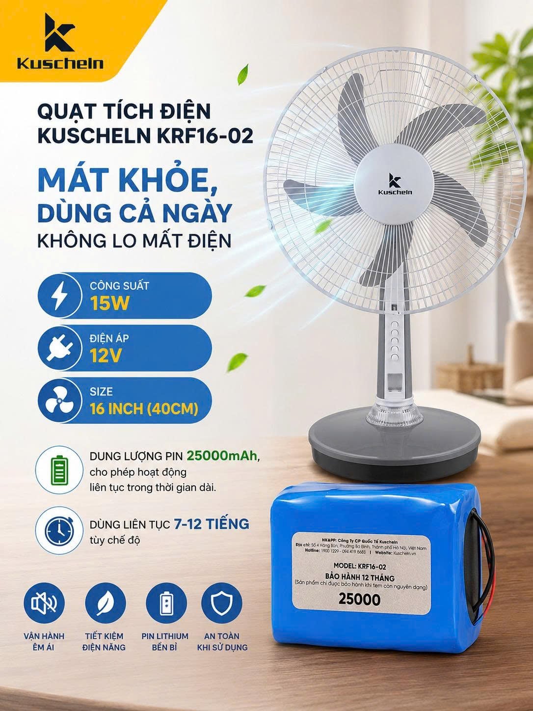 QUẠT TÍCH ĐIỆN KUSCHELN KRF16-02