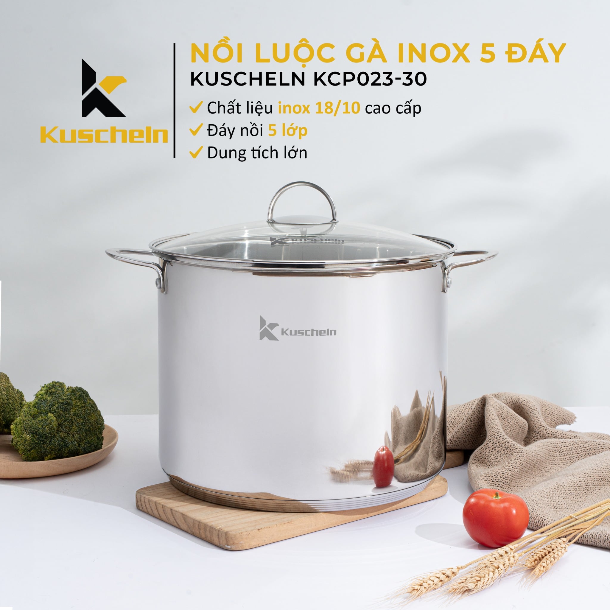 NỒI LUỘC GÀ INOX 5 ĐÁY KUSCHELN KCP023-30
