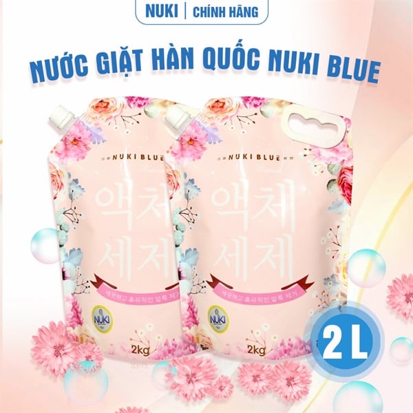  NK - Nước giặt Nuki Blue Premium hoa thiên thảo 2kg 