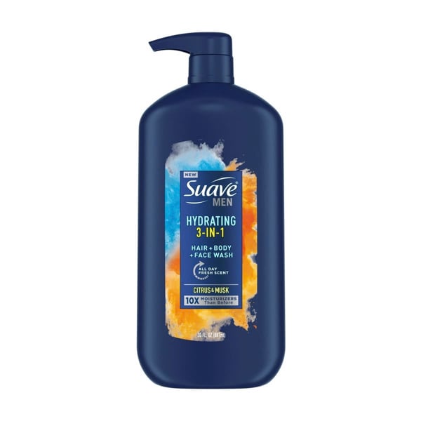  Sữa tắm gội cho nam Suave Men Hydrating 3-in-1 Citrus & Musk Hair + Body + Face Wash 30Oz 887ml 