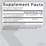  Vitamin D3 K2 Sports Research 2500IU + 100mcg MK7 60 (Viên) Nang Chay – Hỗ Trợ Xương Khớp, Tăng Hấp Thụ Canxi, Chuẩn Non-GMO Mỹ 