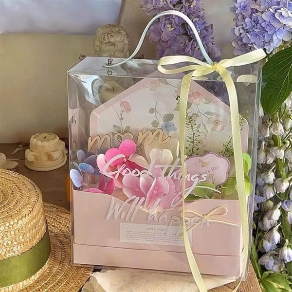  Hộp quà Mika bì thư Romantic quai da (2 màu xanh + hồng) 