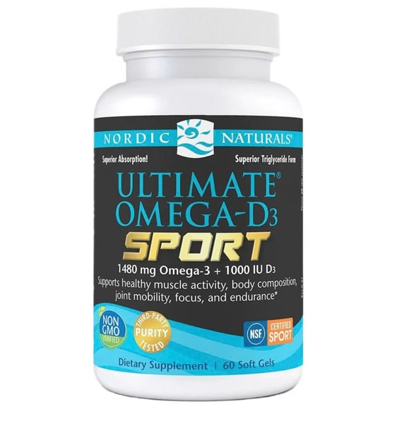  Viên uống bổ sung Omega 3 + D3 Nordic Naturals Ultimate Omega-D3® Sport 1480mg Omega 3 + 1000IU D3 60 viên 