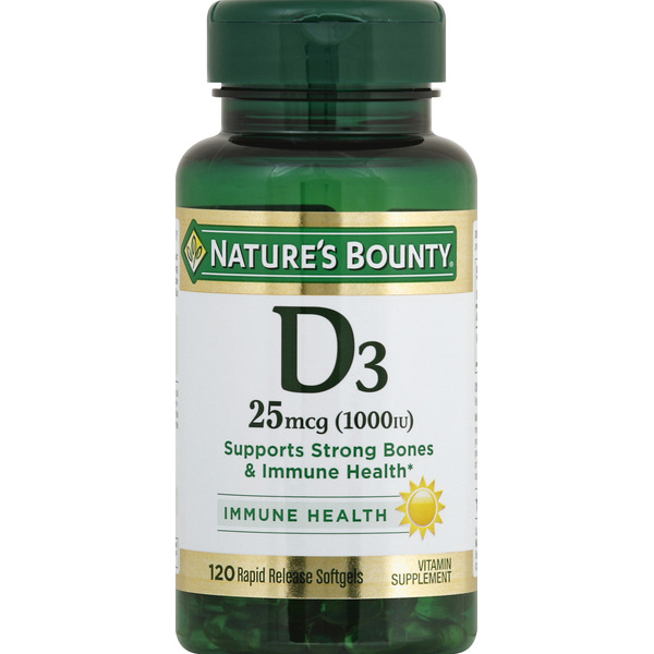  Viên uống bổ sung vitamin D3 Nature's Bounty Vitamin D3 25 mcg (1000 IU) 120 viên 