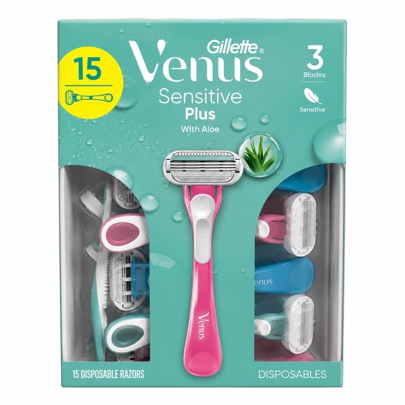  Tách lẻ dao cạo 3 lưỡi cho vùng da nhạy cảm Gillette Venus Sensitive Plus Disposable Razors with Aloe 