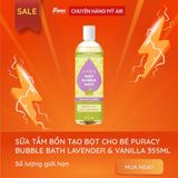  (SALE-T5/26) Sữa tắm bồn tạo bọt cho bé Puracy Perfect Skin Pure Ingredients Bubble Bath Lavender & Vanilla 12Oz 355ml 