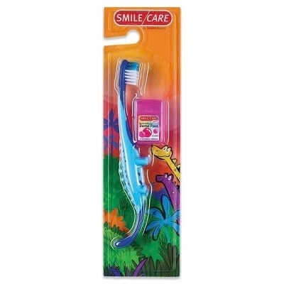  Bàn chải SmileMakers Toothbrush & Floss Kit Blue Dinosaur 