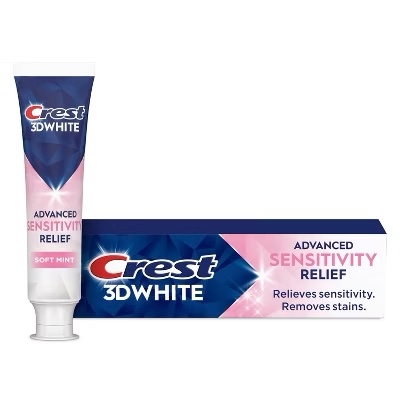  Kem đánh răng Crest 3D White Advanced Sensitivity Relief Fluoride Soft Mint Whitening Toothpaste 3.3Oz 93g 