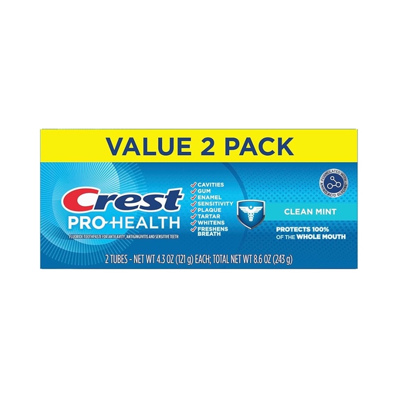  Set 2 kem đánh răng Crest Pro-Health Clean Mint Toothpaste 8,6Oz 243g 