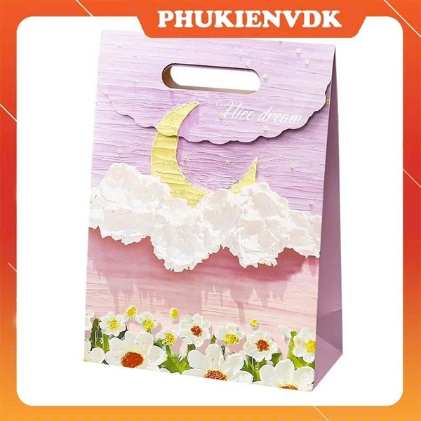  Túi quà tặng tranh sơn dầu bầu trời tím 24*10.5*32cm 