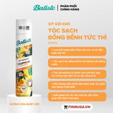  NK - Dầu Gội Khô Batiste Dry Shampoo Tropical Exotic Coconut Hương Hoa Nhiệt Đới 200ml 