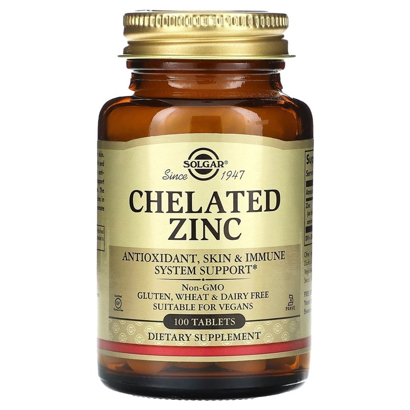  Viên uống bổ sung kẽm Solgar Chelated Zinc 22mg 100 viên 